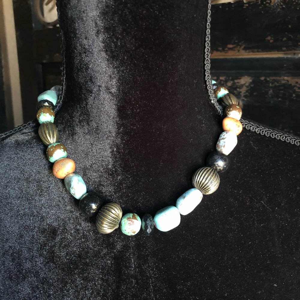 Turquoise gold flecked necklace